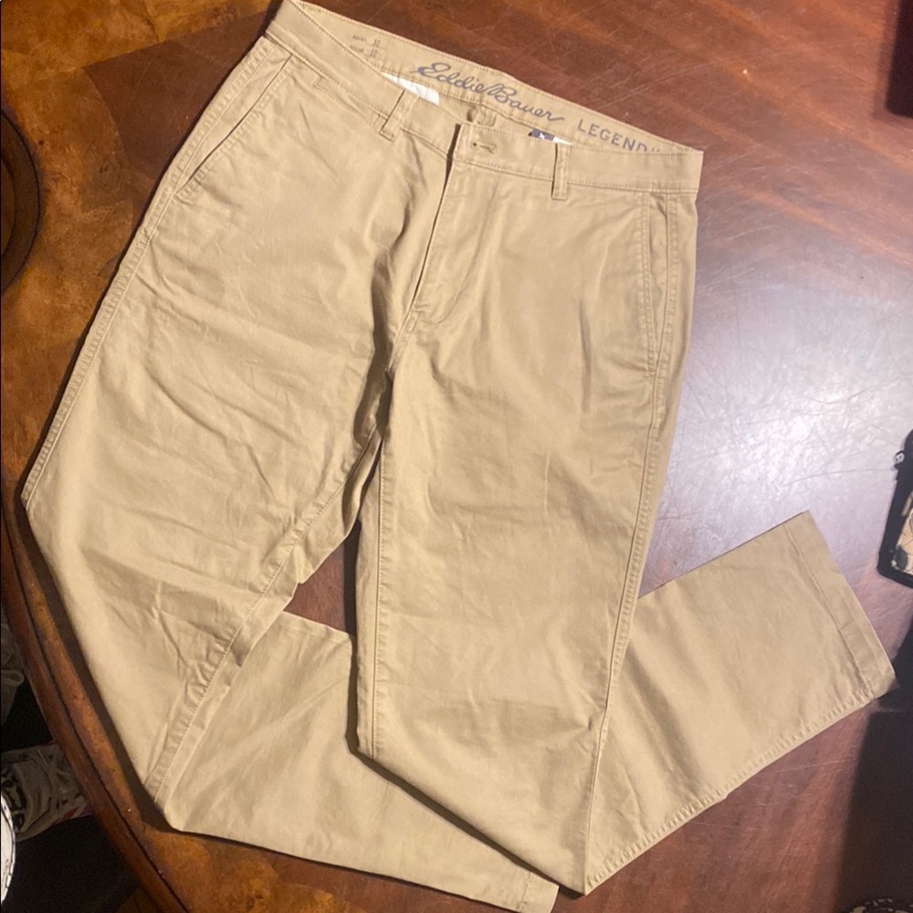 Eddie Bauer Khaki Straight-Leg Chinos